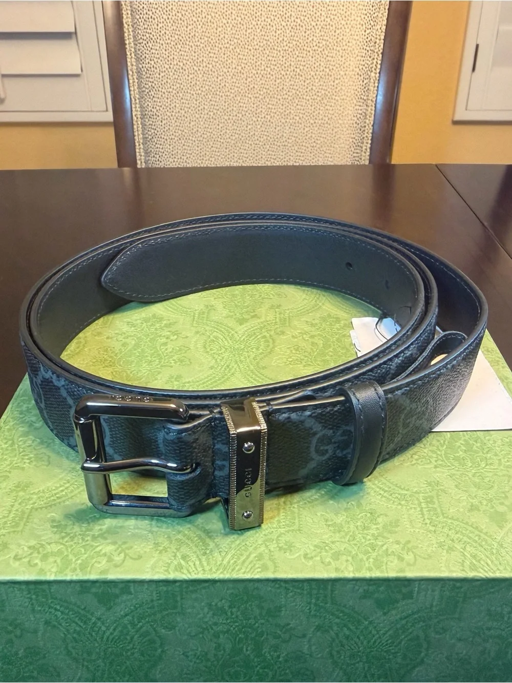 New Authentic Gucci GG Supreme Logo Belt Black Size 44 / 110 cm Waist 40 - 44